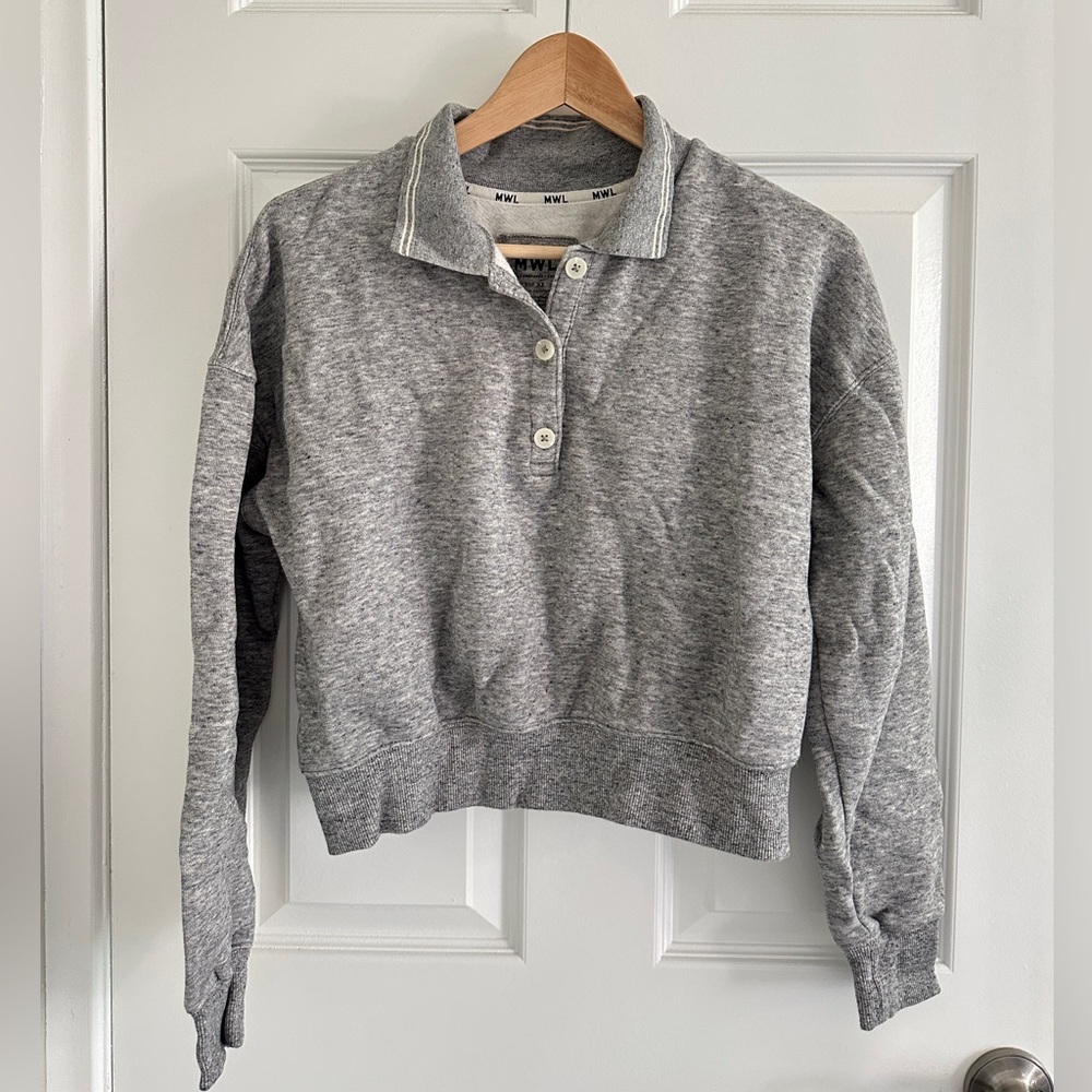 Madewell Cropped Gray Collared Sweater